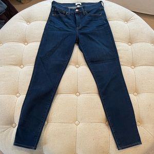 Jcrew women’s 9” high rise toothpick blue jeans